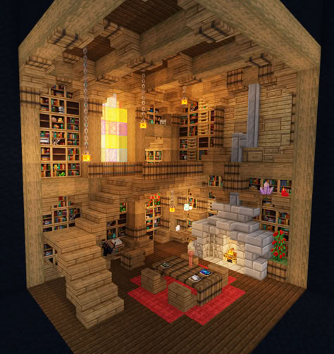 Here is an old library design I came up with! #minecraftbuilds #minecraftlibrary #minecraftbuildideas Minecraft Library Interior, Minecraft Library, Library Interior Design, Minecraft House Interior, Interior Minecraft, Case Minecraft, Minecraft Decoration, Rumah Minecraft Sederhana, Library Interior