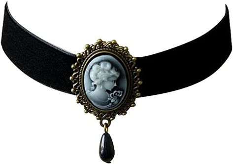 Cameo Choker, Marie Antoinette Costume, Black Cameo, Gothic Bag, Gothic Choker, Velvet Choker Necklaces, Cameo Jewelry, Velvet Choker, Vintage Cameo