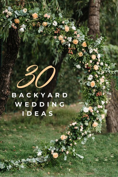 30 ELEGANT BACKYARD WEDDING IDEAS ON A BUDGET- #Backyard #Budget #Elegant #Ideas #Wedding Check more at https://howcandothis.com/weddingideas/30-elegant-backyard-wedding-ideas-on-a-budget-2/ Wedding Yard Decorations, Weddings At Home Backyards, Intimate Garden Wedding Ideas, Wedding In Garden Decoration, Small Intamite Wedding Ideas, Outdoor Garden Wedding Decorations, Planning A Backyard Wedding, Informal Wedding Ideas, Backyard Country Wedding Ideas