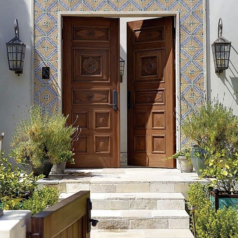 Spanish Mediterranean Entry Door By Rocky Mountain Hardware - Mediterranean - Entry - Chicago - by Clark & Barlow Decorative Hardware | Houzz Spanish Style Doors, Reclaimed Fireplace Mantel, Mediterranean Doors, Rocky Mountain Hardware, Spanish Mediterranean, Mediterranean Style Home, Mediterranean Style Homes, Spanish Style Homes, Mediterranean Decor