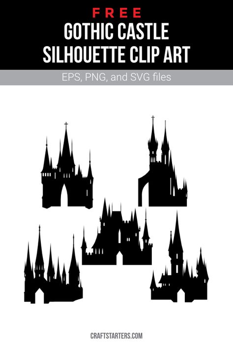 Castle Shilouette Painting, Gothic Castle Illustration, Gothic Castle Silhouette, Castle Sillouhette, Castle Silhouette Medieval, Spooky Castle Drawing, Black Castle Tattoo, Small Castle Tattoo, Gothic Castle Drawing