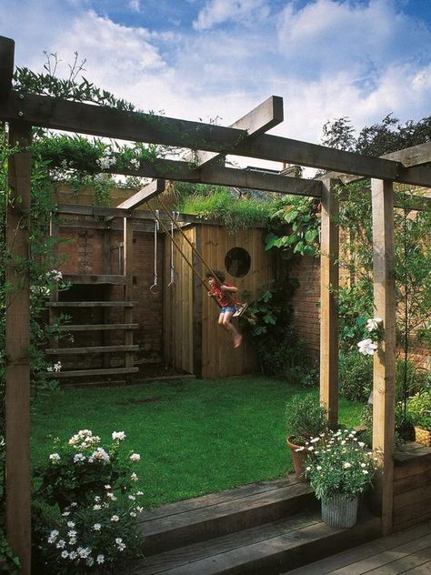 Ideas Para Decorar Jardines, Playground Landscaping, Unique Outdoor Spaces, Jardim Diy, Play Garden, Outdoor Play Areas, Pergola Garden, Backyard Playground, Backyard Play