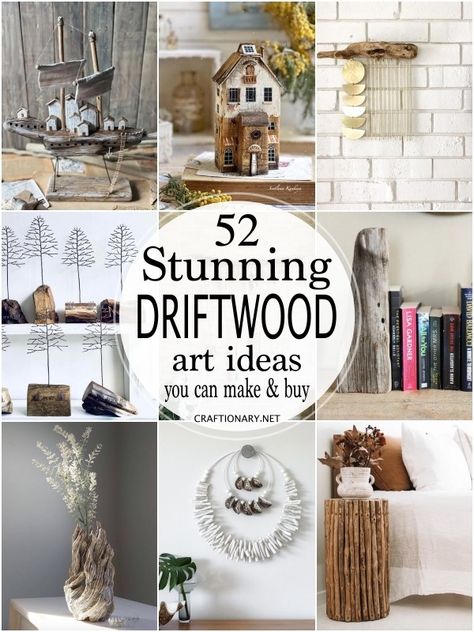 Driftwood art and driftwood decor are a popular DIY craft that is sold is handmade boutiques and shops as driftwood projects as valuables. Driftwood Diy Ideas, Easy Driftwood Crafts, Driftwood And Shells Crafts, Diy Driftwood Wall Art, Drift Wood Ideas Diy Projects Decor, Driftwood Trees Diy, Driftwood Garden Art, Diy Sea Decor, Driftwood Christmas Crafts