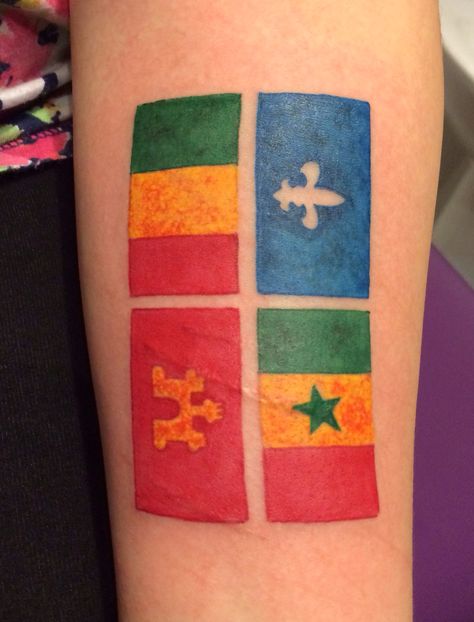 Creole Flag...by Gauge~ Creole Tattoos Ideas, Creole Tattoos, Creole Culture, He Broke My Heart, Louisiana Creole, Flag Tattoo, Prom Looks, Southern Comfort, Mandala Tattoo