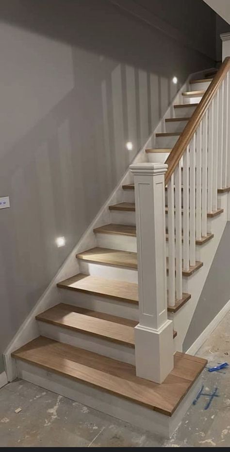 #stairsdecor #crafts #makeover #remodeling درج السلم, Contemporary Basement, Rustic Stairs, White Staircase, Staircase Railing Design, Stairs Makeover, House Staircase, Staircase Remodel, Staircase Makeover