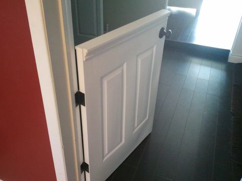 half doors | installed a half door to isolate our dog from the laminate flooring ... Diy Doggie Door, Barn Door Baby Gate, Dutch Doors Exterior, Basement Doors, Half Doors, Kids Rooms Diy, Baby Gate, Baby Gates, Dutch Door