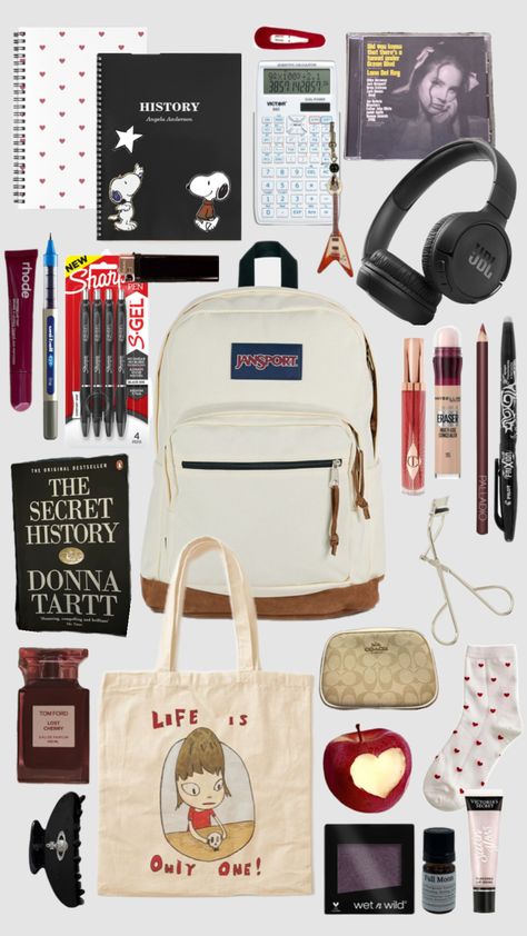 downtown girl school aesthetic #downtown #downtowngirl #fyp #music #school #backtoschool Downtown Aesthetic Essentials, Downtown Girl Gift Ideas, Downtown Girl Backpack, Downtown Girl School Supplies, Downtown Girl Wishlist, Downtown Girl School, What’s Inside My School Bag Aesthetic, Girl School Aesthetic, Downtown Essentials