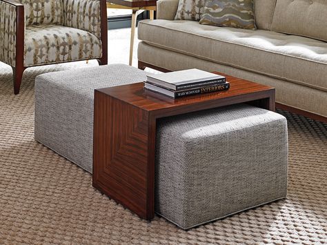 Take Five Broadway Cocktail Ottoman W/Slide | Lexington Home Brands Leather Ottoman Coffee Table, Storage Ottoman Coffee Table, Lexington Home, Ottoman Coffee, Cube Ottoman, Cocktail Ottoman, Nesting Coffee Tables, Round Ottoman, Diy Coffee Table