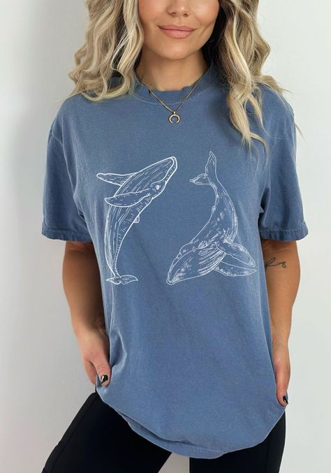 Whale Shirt Marine Biology T Shirt Humpback W Cute Shirt Designs Aesthetic, Ocean Aesthetic Clothes, Ocean Inspired Outfits, Whale Sketch, Save The Ocean, Ocean Shirt, Save The Whales, Whale Shirt, Oversized T Shirt Dress