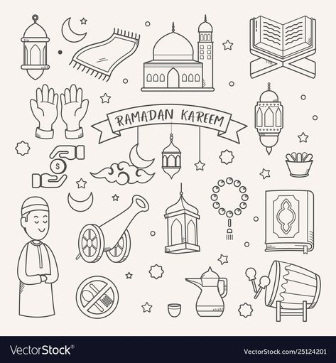 Ramadhan Doodle, Islam Doodle, Ramadan Drawing Ideas, Islamic Doodle, Ramadan Drawing, Ide Jurnal, Ramadan Bujo, Ramadan Printables, Ramadan Design