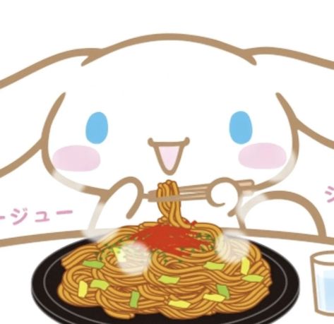 Sanrio Eating, Cinnamoroll Eating, Eating Pasta, Kitty Anime, Chinese Noodles, Kitty Items, Clay Bowl, Hello Kitty Items, Kitty Wallpaper