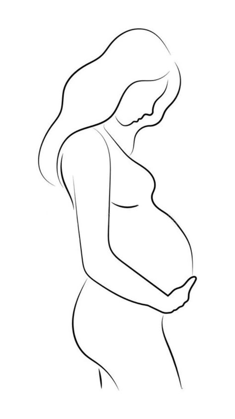 Drawing Of A Pregnant Woman, How To Draw Pregnant Women, Pregnancy Drawing Sketches, Pregnancy Art Drawing, Drawing Pregnant Women, Women Outline Art, Pregnant Women Drawing, Pregnant Woman Drawing, Pregnant Painting