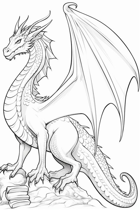 beautiful greyscale dragon colouring coloring page Dragon Colouring Pages, Dragon Pictures To Color, Dragon Coloring Pages Free Printable, Dragon Drawing Ideas, Dragon Line Drawing, Realistic Dragon Drawing, Cool Dragon Drawings, Dragons Coloring Pages, Dragon Outline