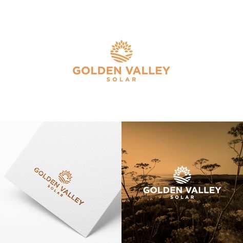 Logos, Solar Logo Design, Metal Stud Framing, Valley Logo, Oasis Logo, Solar Logo, Golden Valley, Golden Hill, Real Estate Branding