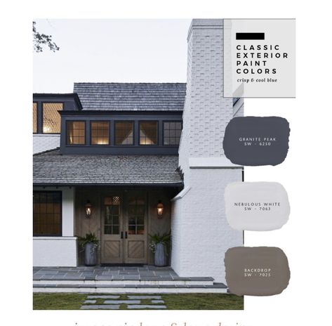 Classic Cottage Exterior Paint Colors, Neo Eclectic House Exterior, Modern Stucco Exterior Paint Colors, Outdoor Colors For House Exterior Paint, Exterior Paint Combinations, Exterior Paint Color Combinations, Exterior House Paint Color, Paint Color Combinations, Gray Paint Colors