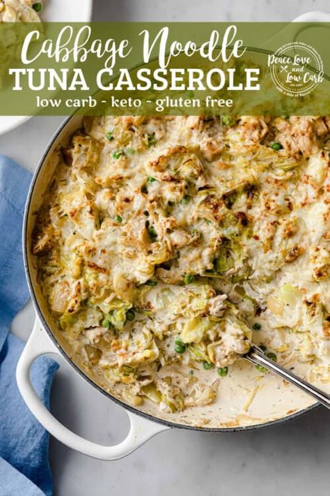 Keto Tuna Casserole, Keto Tuna, Peace Love And Low Carb, Noodle Casserole Recipes, Keto Casseroles, Tuna Noodle, Shredded Cabbage, Albacore Tuna, Tuna Casserole