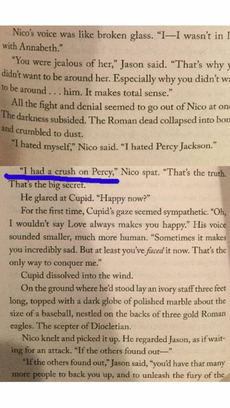 The moment in House of Hades when we found out that Nico was gay <3 HOUSE OF HADES PAGE 292 Percabeth House Of Hades, Nico And Will Book Moments, House Of Hades Fan Art, Hades And Nico, Children Of Hades, Percy Jackson Games, Athena Percy Jackson, Percy Jackson Leo, The House Of Hades