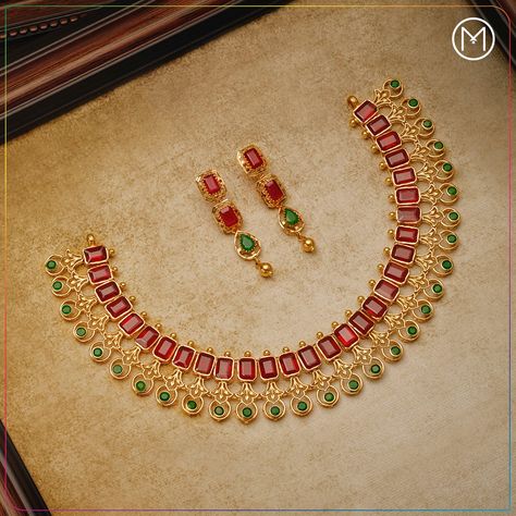 Indian Bridal Jewellery Set, Ruby Necklace Designs, Indian Gold Necklace Designs, Trendy Silver Jewelry, Ruby Jewelry Necklaces, Bridal Jewellery Set, Indian Wedding Jewelry Sets, Bridal Necklace Designs, Indian Bridal Jewellery