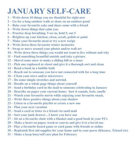 A Positivity and Self-Care Calendar for January – The Craftiest Workshop How To Stay Mentally Healthy, January Mental Wellness Month, January Rituals, Mental Cleanse Challenge, Winter Mental Health, 1 Month Glow Up Challenge, January Ideas, January Activities, Self Care Bullet Journal