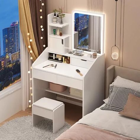 White Led Dresser Eithe Items Narrow Teenagers Make Up Mirror Dressing Table Mobile Hotel Apartment Penteadeiras Funiture - AliExpress Led Dresser, Mirror Dressing Table, Mirror Dressing, Make Up Mirror, Hotel Apartment, Makeup Mirror, Dressing Table, Dresser, Make Up