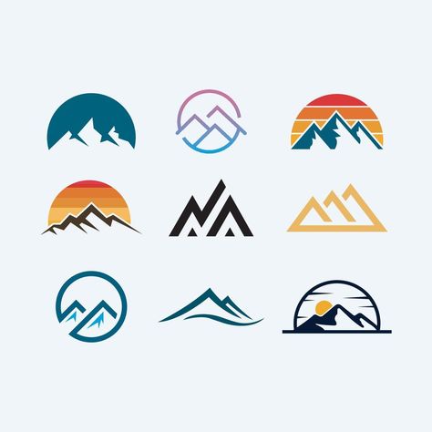 Hills Logo Design, Logo Montagne, Mountain Logo Design Minimalist, Ski Mountain Logo, Hiking Logo, Mountain Logo Vector, Hill Logo, Mountain Logos, Logo Design Art