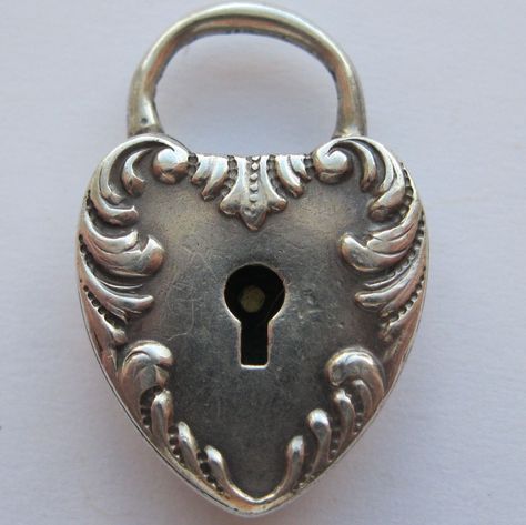 This one's a charm. So lovely. Skeleton Key Lock, Under Lock And Key, 3 Hearts, Puffy Heart Charms, Old Keys, Heart Padlocks, Antique Keys, Heart Lock, Vintage Lockets