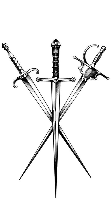 Crossed Swords, Sketch Tattoo Design, Small Hand Tattoos, Small Tattoos For Guys, Hand Tattoos For Guys, Tattoo Flash Art, Black Ink Tattoos, Tattoo Sleeve Designs, Tattoo Sleeve Men