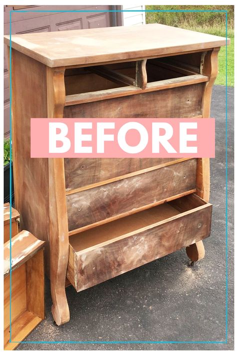 furniture makeover before paint Blue Dresser With Gold Hardware, Dresser With Gold Hardware, Deep Blue Paint, Chalk Paint Dresser, Painting Old Furniture, Blue Painted Furniture, Diy Furniture Flip, Blue Chalk Paint, Blue Dresser