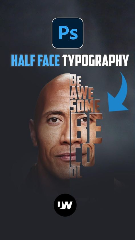 Half Face Typography in Simple Steps ????... Face Typography, Photoshop Editing Tutorials, Photoshop Training, Photoshop Lessons, Photoshop Tutorial Graphics, Photoshop Video Tutorials, Photoshop Tutorial Typography, Adobe Photoshop Design, Photoshop Video