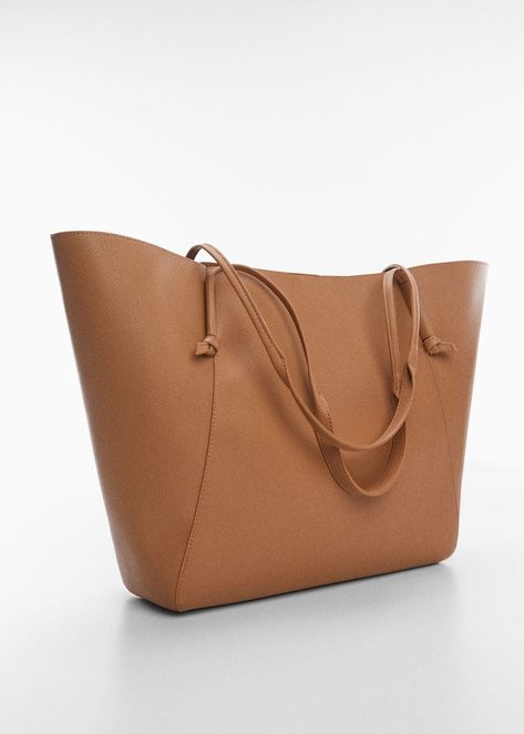 Knot handle shopper bag - Woman | Mango Canada England Outfits, Mango Handbags, Mango Bags, Leather Shopper Bag, Brown Tote Bag, Brown Tote, Brown Handbag, Brown Bags, Shopper Bag