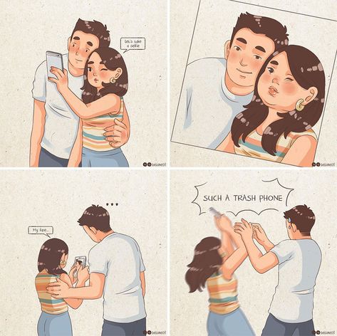 Loving Boyfriend, Literary Love Quotes, Relationship Comics, Love My Husband Quotes, Being In A Relationship, Image Couple, Cute Couple Comics, Couples Comics, Couple Illustration