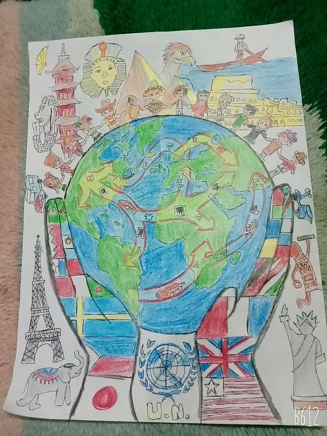 Idea for Globalization Poster European Day Of Languages Drawing, English Month Poster Making, Globalisation Poster, Economic Globalization Poster, Globalisasyon Poster, Globalization Poster, Globalization Poster Ideas, European Day Of Languages, Peace Pictures