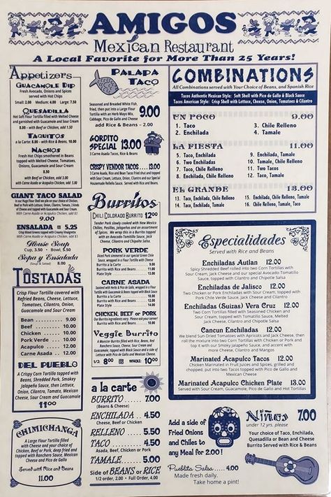 Latin Menu Design, Vintage Mexican Restaurant, Tacos Menu Design, Mexican Restaurant Menu Design Ideas, Mexican Menu Design, Churro Bar, Taco Bueno, Mexican Restaurant Menu, Menus Design