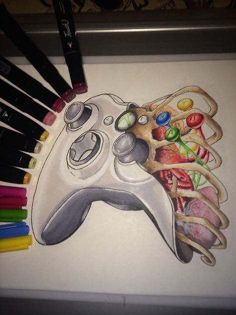 #art Game Controller Art, Pc Drawing, Gta Vi, Gamer Tattoos, Hair Stenciling, Sports Logo Inspiration, Omerta Tattoo, Controller Design, Gaming Tattoo