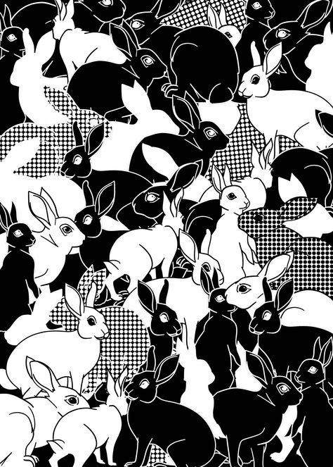 White Rabbit - TidyMess on Behance Black Rabbit Illustration, Rabbit Graphic Design, Rabbit Illustration Design, White Rabbit Art, Black And White Rabbit, Rabbit Artwork, Rabbit Graphic, Poster White, Rabbit Illustration