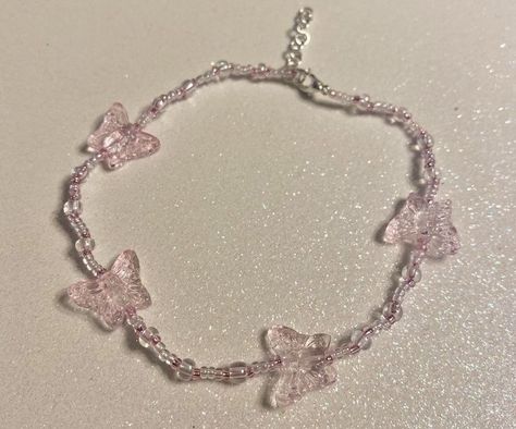 Butterfly Bracelet Beads, Cincin Diy, Glass Butterflies, Anting Manik, Butterfly Anklet, Manik Manik, Beads Bracelet Design, Mia 3, Jewelry Accessories Ideas