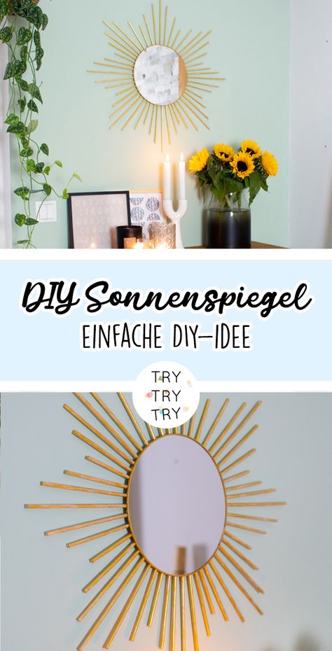 DIY Sonnenspiegel / DIY Möbel / Do it yourself / selbstgemacht / IKEA Hack / DIY Idee / Spiegel DIY / Spiegel selbermachen / Spiegel gestalten / DIY Deko / Dekoidee / Dekoration / Deko selbstgemacht Ikea Mirror Hack, Spiegel Diy, Mirror Hack, Ikea Mirror, Boho Diy, Hacks Diy, Ikea Hack, Room Inspiration, Do It