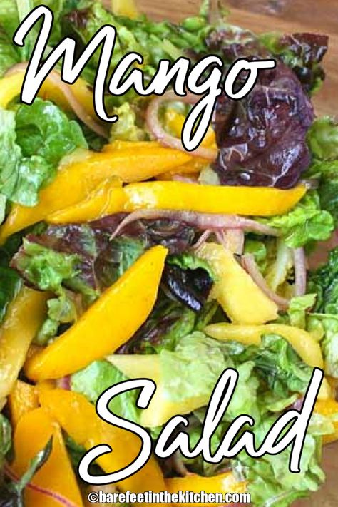 Mango Vinaigrette Dressing, Mango Salad Dressing, Healthy Picnic Foods, Sweet Salads, Spicy Dressing, Green Mango Salad, Salad With Mango, Mango Slices, Easy Fruit Salad Recipes