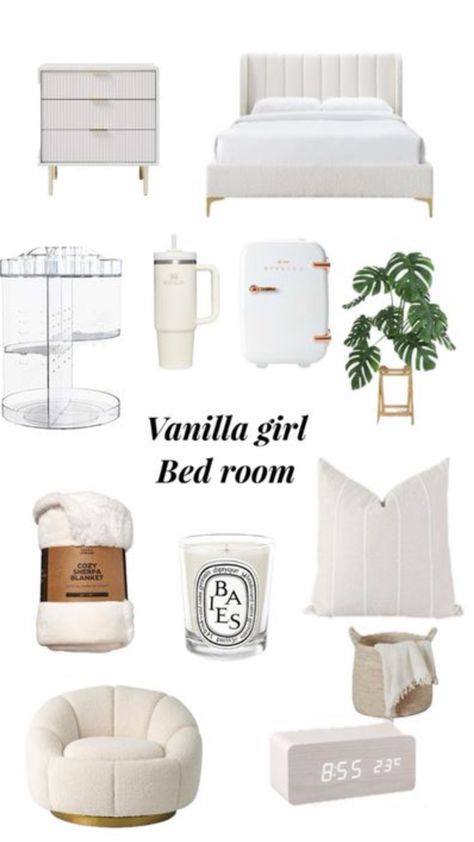 Vanilla Bedroom, Vanilla Girl Bedroom, Room Decor Essentials, Vanilla Aesthetic, Room Wishlist, Girl Bed, Beige Room, White Room Decor, Room Redesign