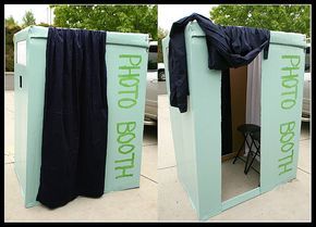 No-Cost Homemade Photo Booth - Genius! From a cardboard box! Homemade Photo Booth, Diy Fotokabine, Photo Booth Ideas, Diy Apron, Office Birthday, Photos Booth, Diy Photo Booth, Booth Ideas, Photo Booth Props