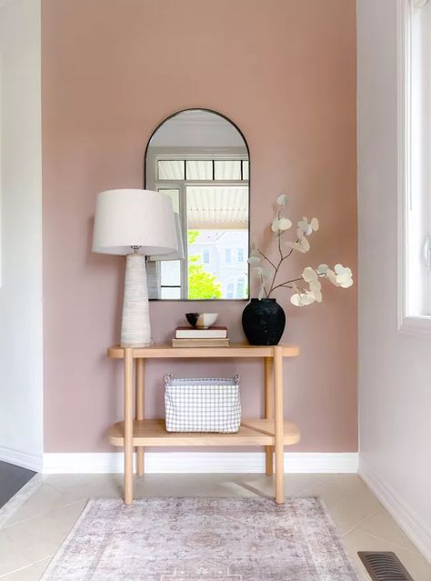 Redend Point, Entryway Transformation, 2023 Color Of The Year, Unique Console Table, Warm Paint Colors, Entryway Makeover, Pink Paint Colors, Trending Paint Colors, Sherwin Williams Colors