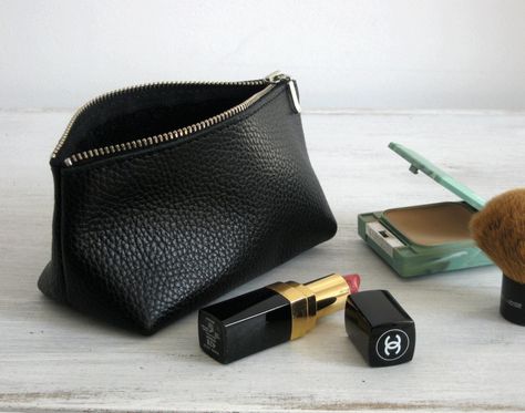 LEATHER POUCH Small Black Leather Clutch Leather Toiletry - Etsy Australia Leather Makeup Pouch, Soft Leather Pouch, Small Clutch Purse, Leather Cosmetic Bag, Leather Makeup Bag, Leather Toiletry Bag, Small Leather Bag, Black Leather Clutch, Bag Designs