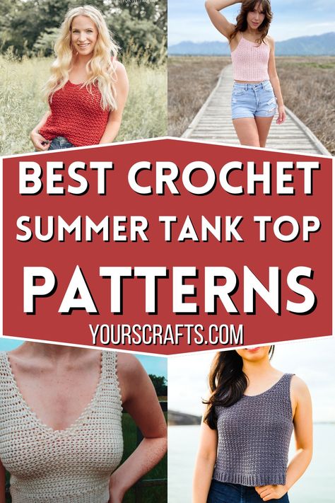 Crochet Summer Tank Top Patterns Free Crochet Tank Top Patterns, Crochet Tops Free Patterns Boho, Crochet Tank Top Free Pattern, Tank Top Patterns, Crochet Tank Top Free, Crochet Wraps, Crochet Tank Tops, Foundation Single Crochet, Crochet One Piece