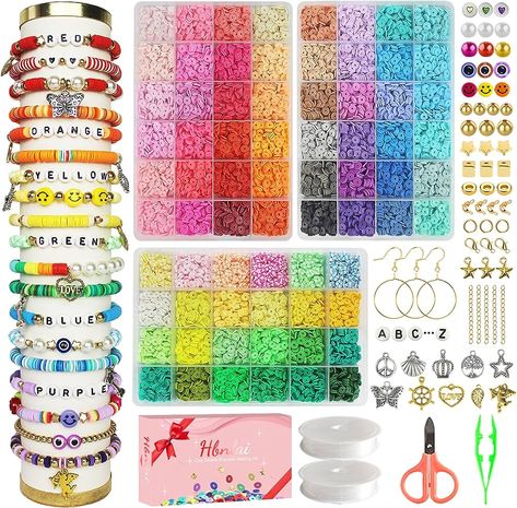 Clay Beads Bracelet, Friendship Bracelet Kit, Bracelet Making Kit, Beading For Kids, Bracelet Kit, Crafts Gifts, Friendship Jewelry, Bracelet Kits