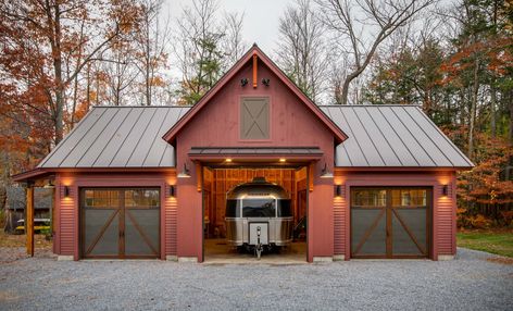 AIRSTREAM GARAGE — Sweeney DesignBuild Doors, Rv Garage, Shed Design, Red Barn, Detached Garage, Guest House, Garage Doors, Shed, Garage