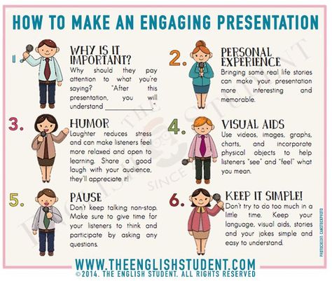 Need to make a presentation for school or work? Here are six tips to help you make it more interesting and memorable for your audience #teaching #businessenglish #esl #publicspeaking Seminar Presentation Tips, Class Presentation Ideas, Speaking Prompts, Public Speaking Activities, Speech And Debate, Speaking Tips, Public Speaking Tips, Business English, Leadership Management