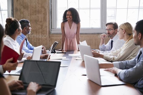 Black businesswoman addressing colleagues at a board meeting by monkeybusiness. Black businesswoman addressing colleagues at a board meeting#addressing, #businesswoman, #Black, #colleagues Presentation Skills Training, Interior Presentation, Middle Management, Presentation Board Design, Executive Woman, Business Process Management, Architecture Presentation Board, Board Meeting, Presentation Skills