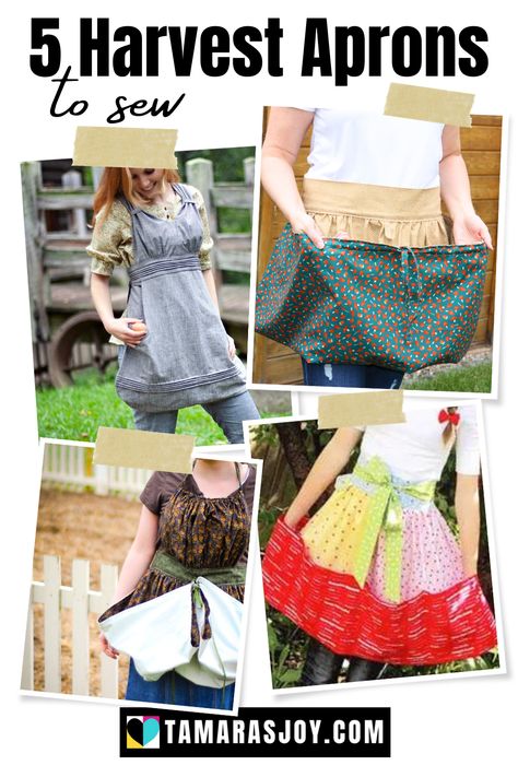 Here are 5 different Harvest Aprons that you can sew. This is a beginner friendly sewing project that will make any gardener thrilled to use. These harvest aprons are also known as gathering aprons. No matter what you call them, you will love to sew them. These aprons are beginner friendly and would make a great Christmas sewing gift! Free Apron Patterns, Apron Diy, Harvest Apron, Free Apron Pattern, Apron Pattern Free, Apron Patterns, Apron Pattern, Apron Sewing Pattern, Thrift Store Crafts