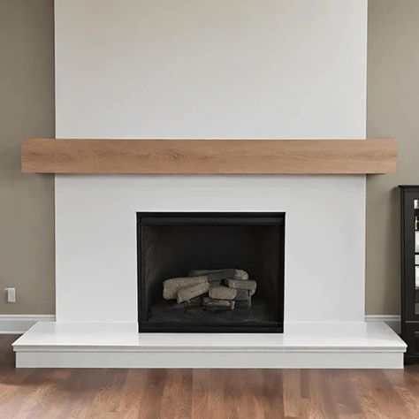 Modern White Oak Mantels - Etsy Fireplace Modern Design, Wood Mantle Fireplace, Oak Mantle, Fireplace Dimensions, Fireplace Modern, Oak Mantel, Family Room Remodel, Fireplace Fronts, Oak Fireplace