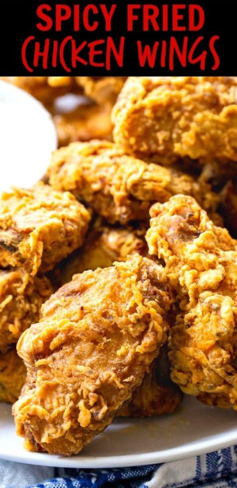 Recipe For Kentucky Fried Chicken, Breaded Chicken Wings, Spicy Chicken Wings Recipe, Deep Fried Chicken Wings, Chicken Wing Recipes Fried, Hot Wing Recipe, Crispy Baked Chicken Wings, Spicy Fried Chicken, Chicken Cooking